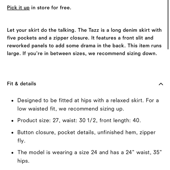 TAZZ REFORMATION MAXI DENIM SKIRT - Picture 3 of 5